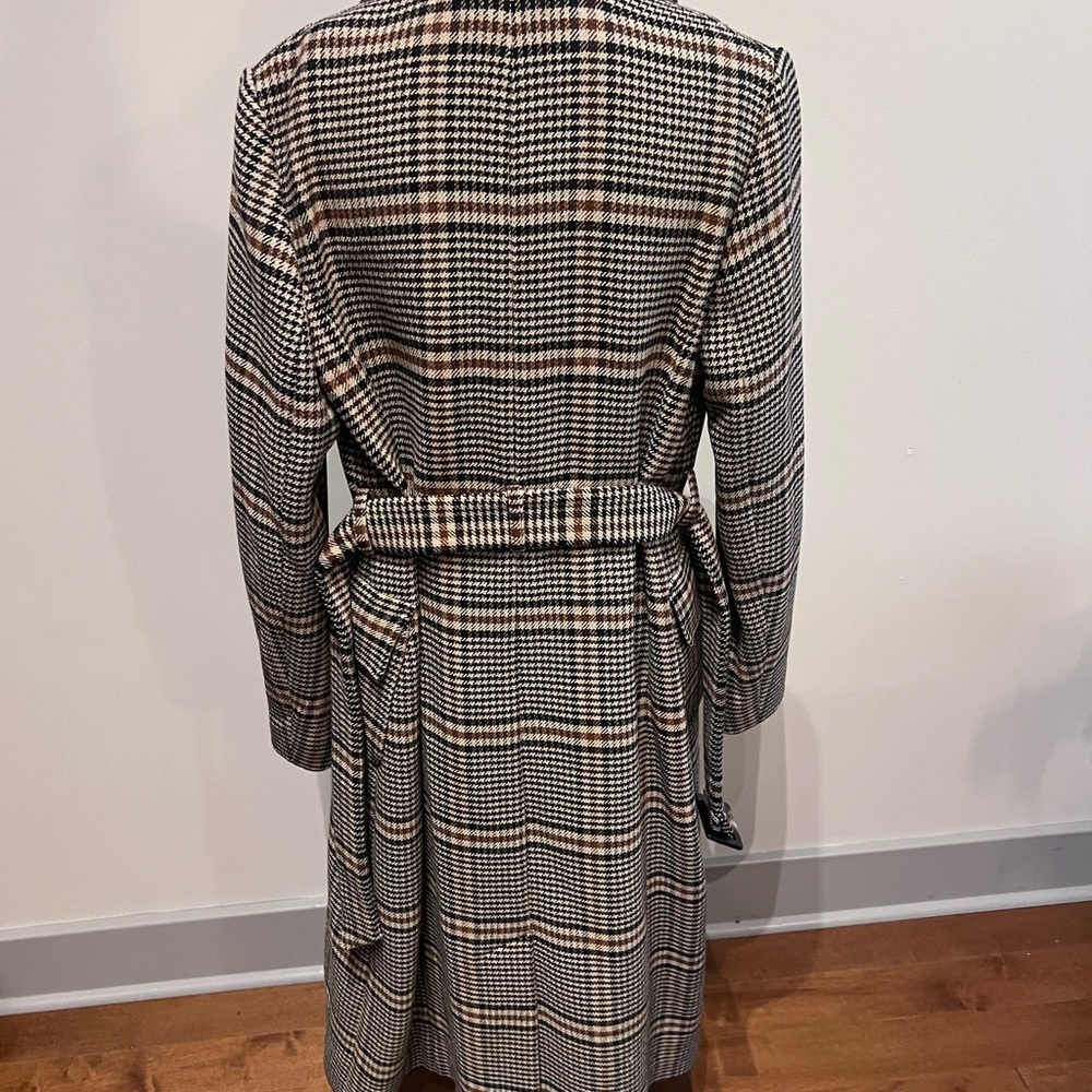 LK Bennett Black and White Plaid Trench Coat - Picture 7 of 12